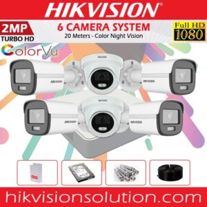 Best Hikvision 1080P Turbo HD Full Day Color 6 Security Camera package Sale Sri Lanka - 2 Years Warranty - Self Installation Kit