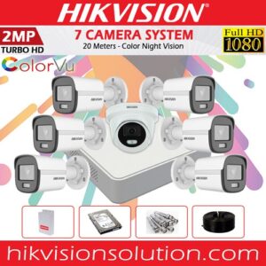 Hikvision 1080P Turbo HD 24 Hours Color CCTV 7 Camera Self Installation Kit - 2 Years Warranty..