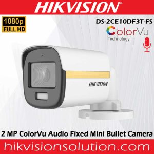 Best Hikvision DS-2CE10DF3T-FS 2MP ColorVu Audio Mini Bullet Gold Line Camera Sale in Sri Lanka - 2 Years Warranty.