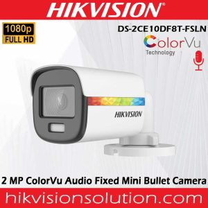 New Hikvision DS-2CE10DF8T-FSLN 2MP ColorVu 1080P Audio Mini Bullet Camera in Sri Lanka - 2 Years Warranty..