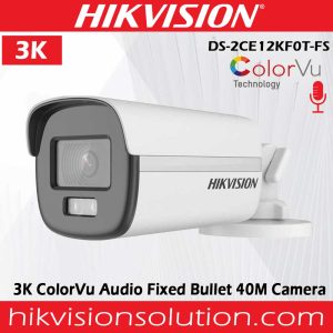 Color Night Vision 3K ColorVu Audio Bullet 40M White Light Range Camera DS-2CE12KF0T-FS Sri Lanka Best Price
