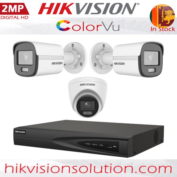 Best Hikvision 2MP ColorVU IP Network 3 Camera System With 4K PoE 4CH NVR