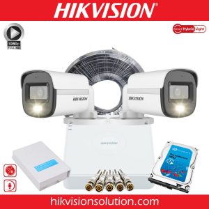 Hikvision 1080P Hybrid Silver ColorVU Audio 2 Cameras Self Installation Kit