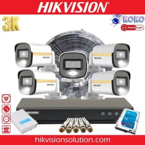 Hikvision 3K ColorVu Smart AcuSense DVR 5 Camera Self Installation Package