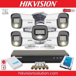 Hikvision 3K Smart ColorVU Human Detection 5 Camera Self Installation Package
