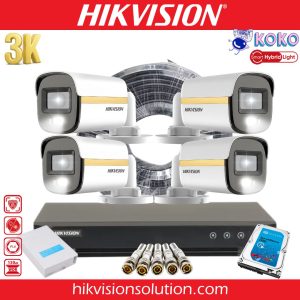 Hikvision AcuSense DVR & 3K ColorVu Dual-Light 4 Camera Self Installation Kit
