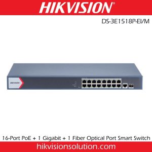 Hikvision DS-3E1518P-EI/M 16-Port Gigabit with 1 Fiber Port Smart PoE Switch